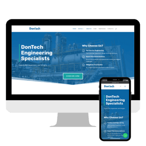 DonTech website mockup on desktop and mobile